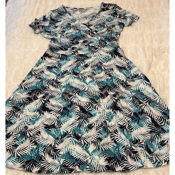 MS Basic Brand Midi Sundress V-neck Tropical Theme 100% Polyester Women's Size M - Picture 13 of 14